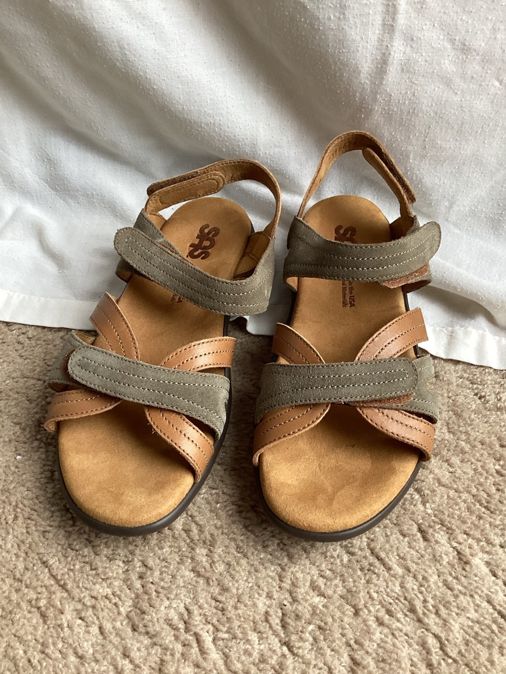 Comfort Sandals in Brown and Olive with Adjustable Straps